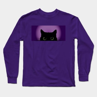 Peek-a-Boo Black Cat (Purple) Long Sleeve T-Shirt